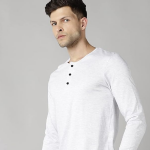 Men Henley Neck Pure Cotton T-shirt